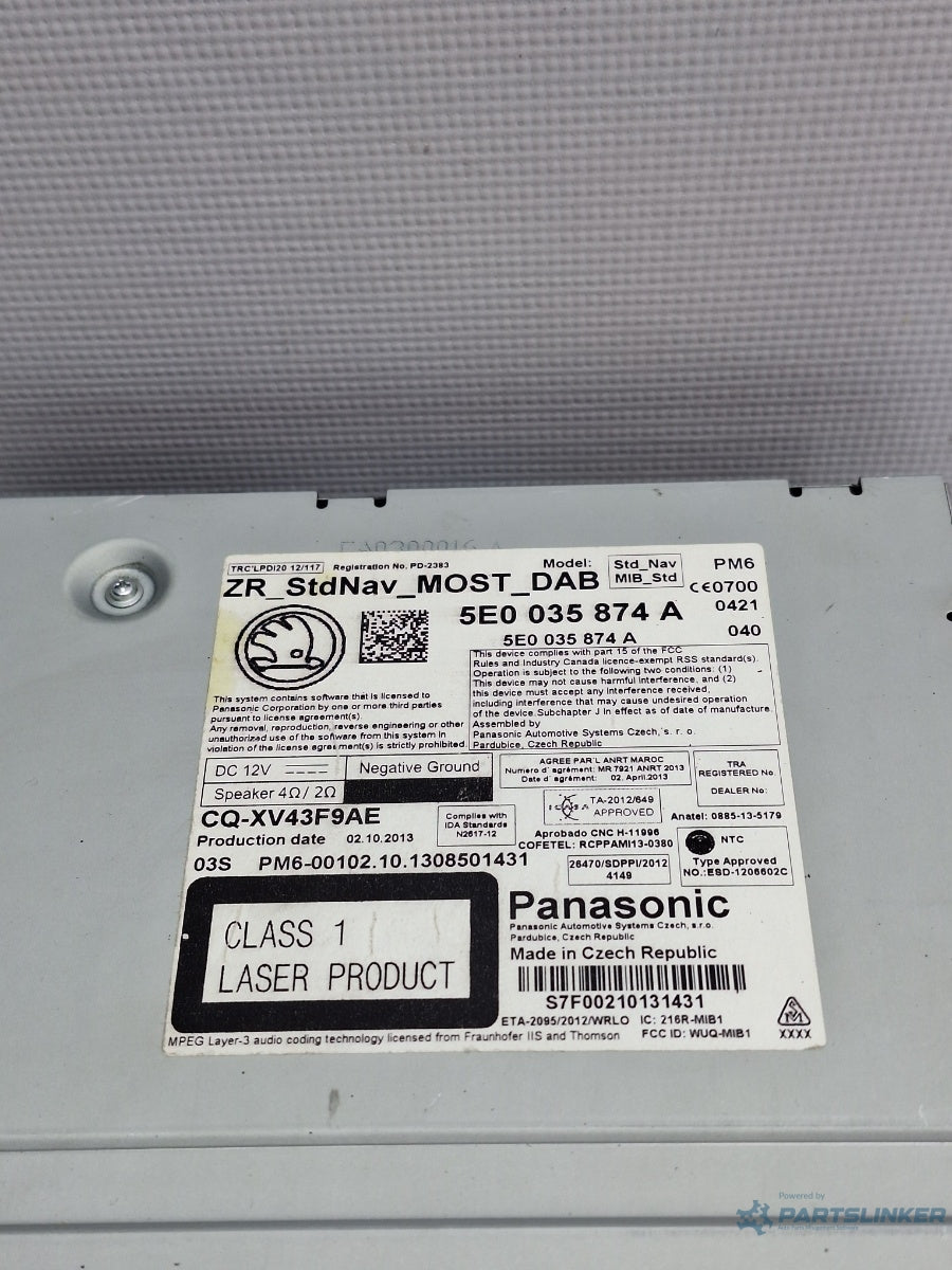 Unitate multimedia SKODA OCTAVIA Combi 5E5 2012 - > TDI CKFC, CRMB, CYKA 5E0035874A