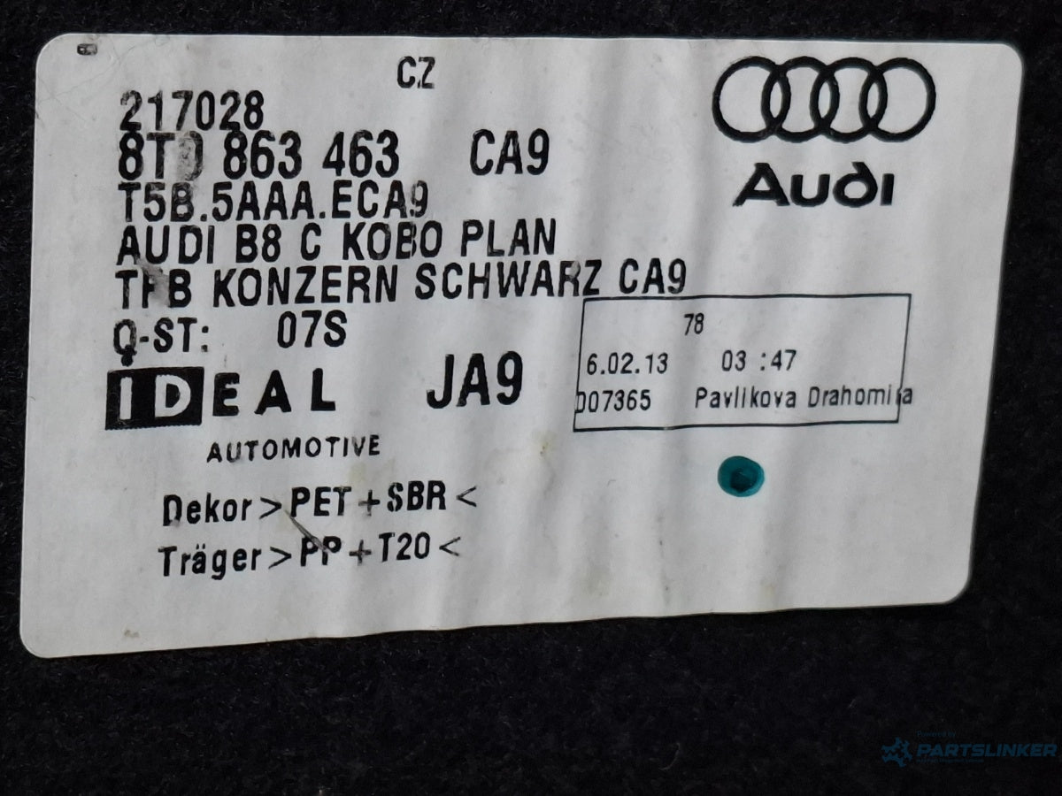 Mocheta portbagaj AUDI A4 IV 8K2, B8 2007 - 2015 TDI CAGB, CJCB, CSUB 8T0863463