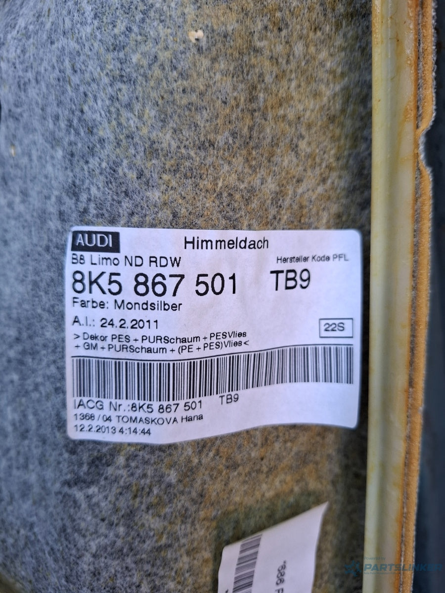 Capitonaj plafon AUDI A4 IV 8K2, B8 2007 - 2015 berlina / sedan