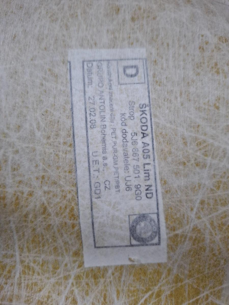 Capitonaj plafon SKODA FABIA II 542 2006 - 20145J6867501 9G0