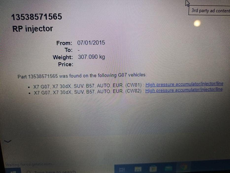Injector/injectoare bmw g20 g30 g11 g01 g06, b57, 8571565