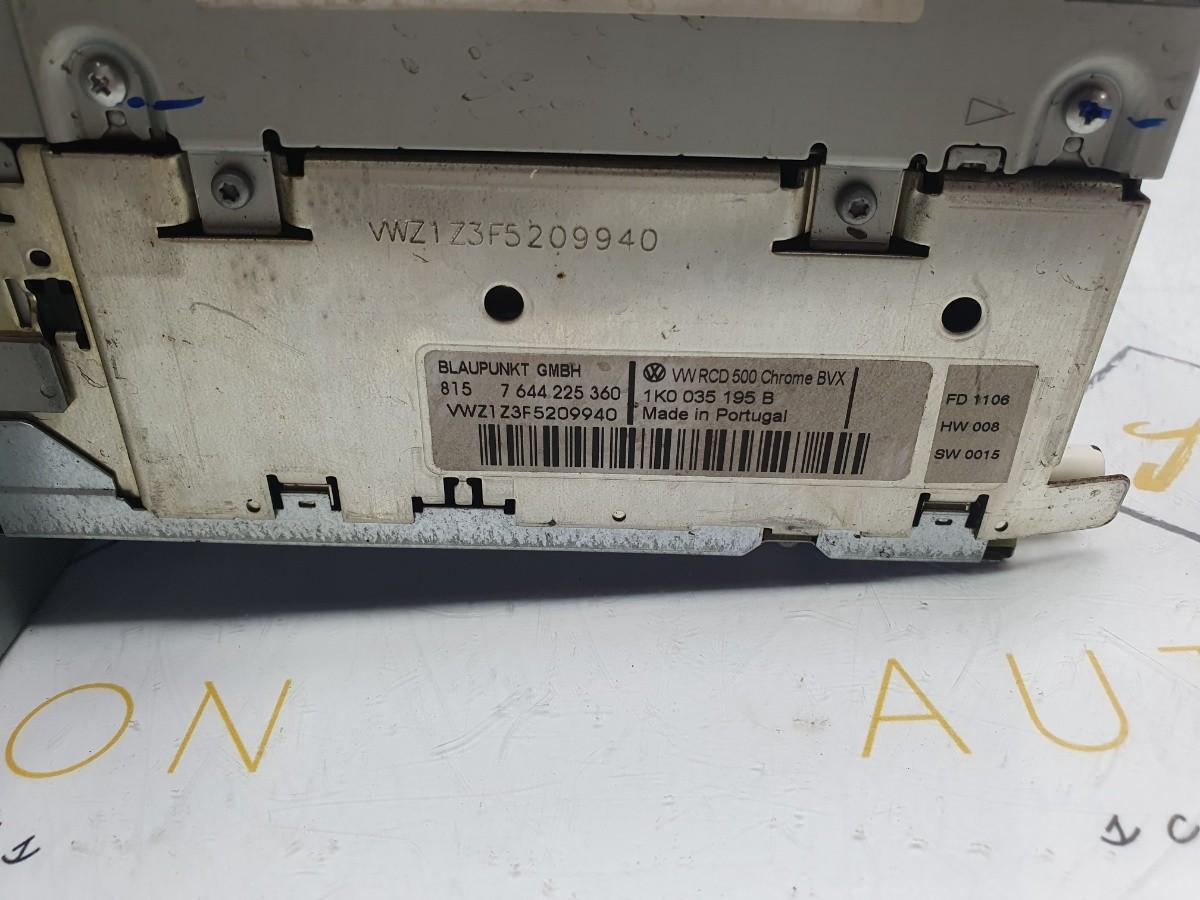 CD player auto RCD500 VOLKSWAGEN TOURAN (1T1, 1T2) [ 2003 - 2010 ] TDI (BKC, BLS, BXE) 77KW|105HP Blaupunkt 7644225360 OEM 1K0035195B / 1K0 035 195 B