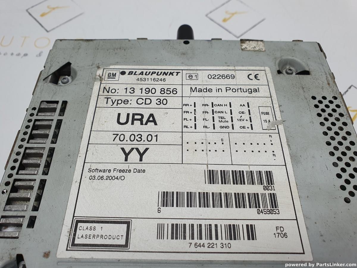 CD player auto CD30 OPEL ZAFIRA B (A05) [ 2005 - 2015 ] 1.6 (Z 16 XE1, Z 16 XEP) 77KW|105HP OEM 13190856