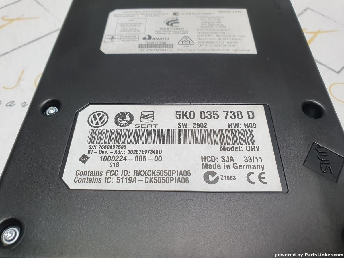 Modul bluetooth VOLKSWAGEN PASSAT (362) [ 2010 - 2014 ] TDI (CFFB) 103KW|140HP OEM 5K0035730D / 5K0 035 730 D