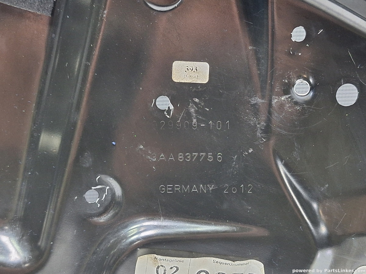 Macara geam dreapta fata VOLKSWAGEN PASSAT (365) [ 2010 - 2014 ] 1.6 TDi BlueMotion (CAYC) 77KW|105HP 3AA837756