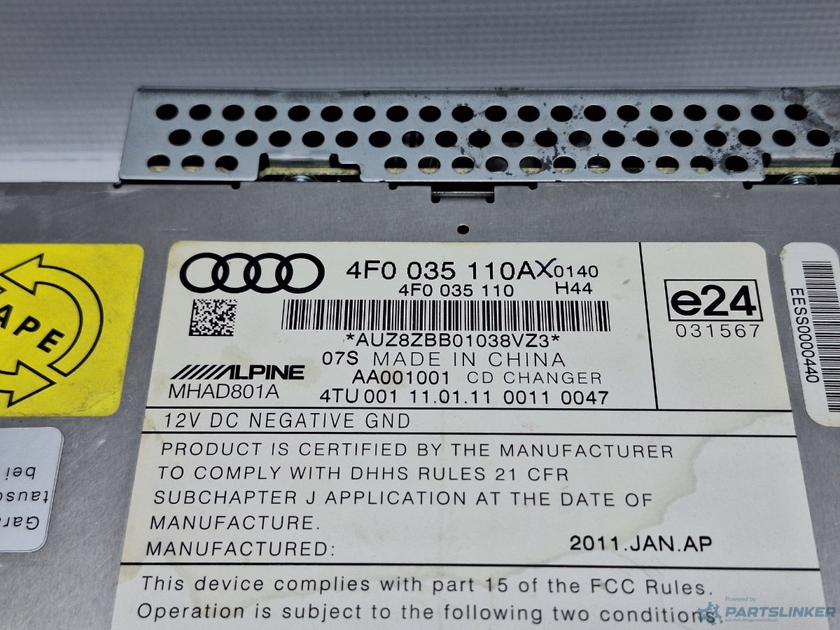 Magazie CD AUDI A6/S6 III Saloon (4F2, C6) [ 2004 - 2011 ] TDI (CAHA) 125KW|170HP 4F0035110A