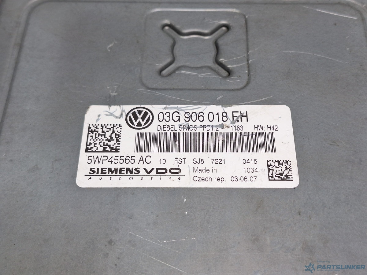 Calculator ECU motor VOLKSWAGEN TOURAN (1T1, 1T2) [ 2003 - 2010 ] TDI (BMN) 125KW|170HP SIEMENS VDO 5WP45565AC 03G906018EH