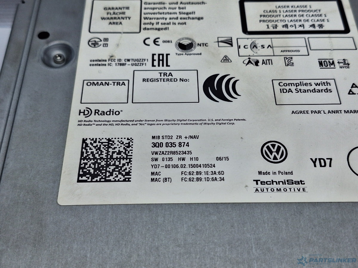 Unitate media VOLKSWAGEN PASSAT Variant (3G5) [ 2014 - > ] TDI (CRLB, DBGA, DFGA) 110KW|150HP 3Q0035874