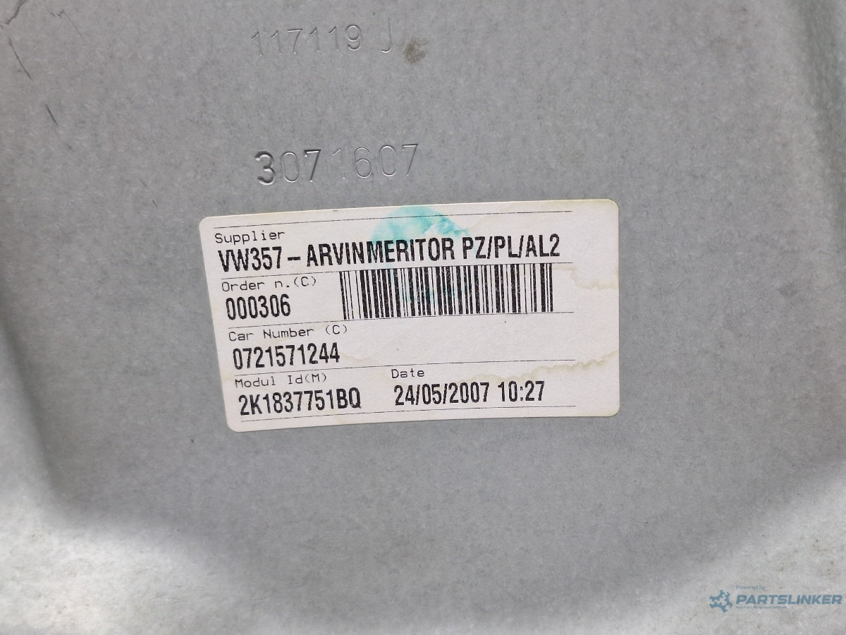 Macara geam stanga fata VOLKSWAGEN CADDY III Estate (2KB, 2KJ, 2CB, 2CJ) [ 2004 - 2015 ] TDI (BJB, BLS) 77KW|105HP OEM 2K1837751BQ