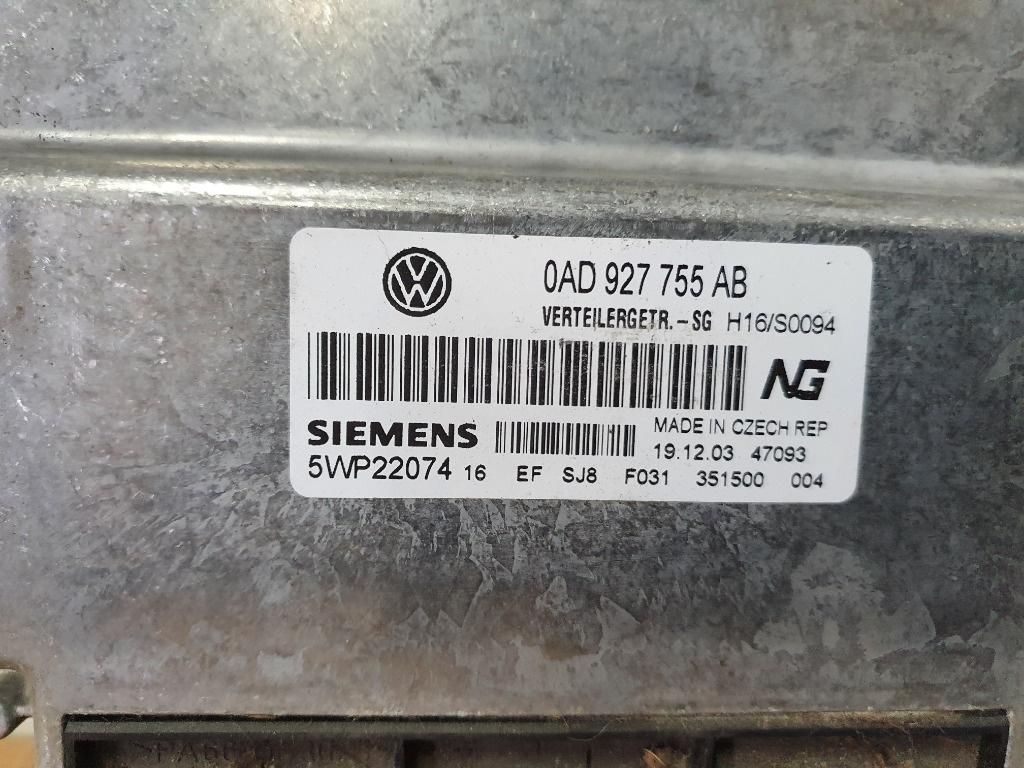 Calculator cutie viteza automata VOLKSWAGEN TOUAREG 7LA, 7L6, 7L7 2002 - 2013 SIEMENS 5WP22074  0AD927755AB