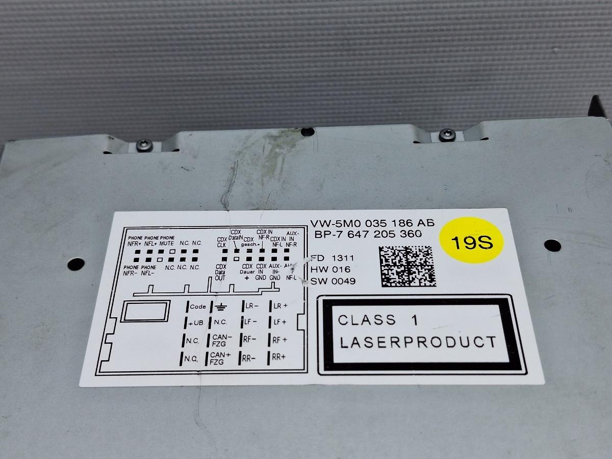 CD player VOLKSWAGEN TIGUAN 5N_ 2007 - > TDI 4motion CBAB, CFFB, CLJA 5M0035186AB