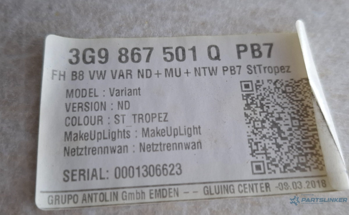 Plafon textil VOLKSWAGEN PASSAT Variant 3G5 2014 - > TDI CRLB, DBGA, DFGA 3G9867501Q