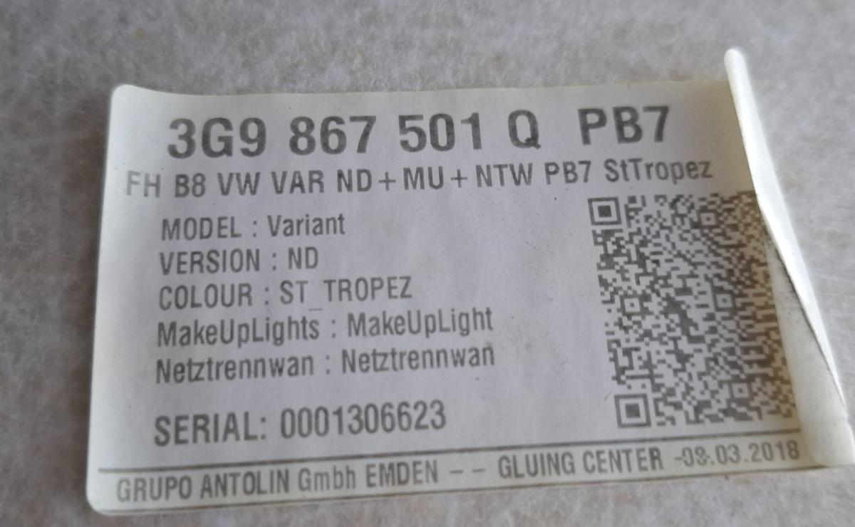 Capitonaj plafon VOLKSWAGEN PASSAT Variant 3G5 2014 - > TDI CRLB, DBGA, DFGA 3G9867501Q