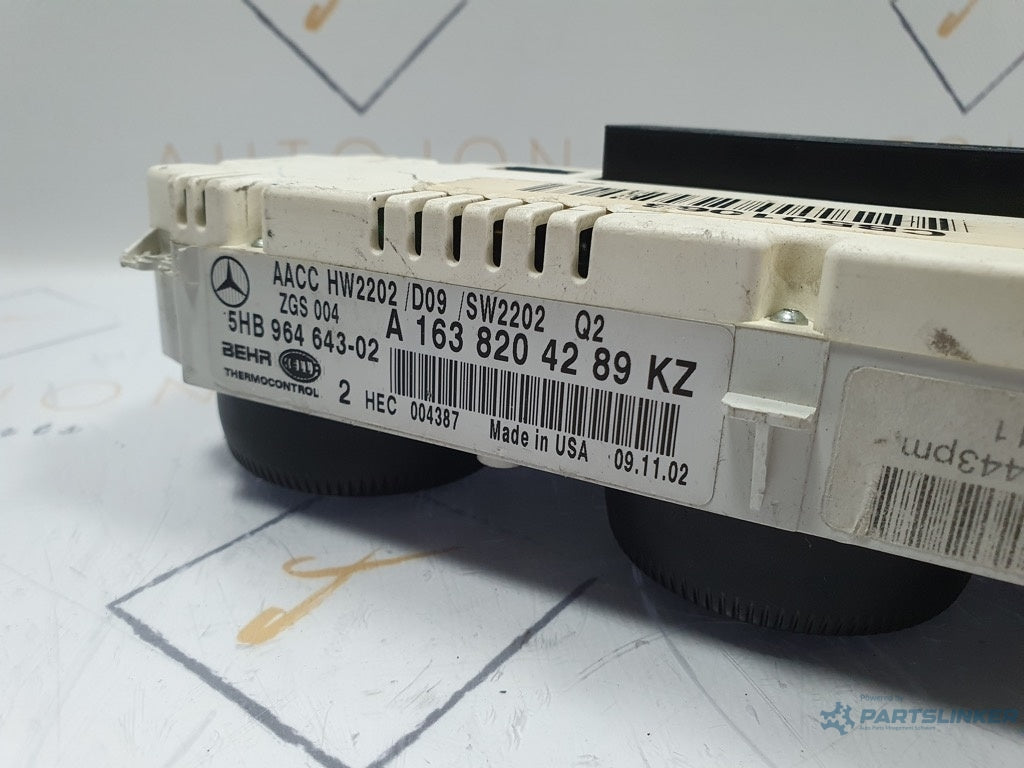 Panou AC si butoane  MERCEDES-BENZ M-CLASS W163 1998 - 2005 2.7 ML 270 CDI OM 612.963   A1638204289KZ