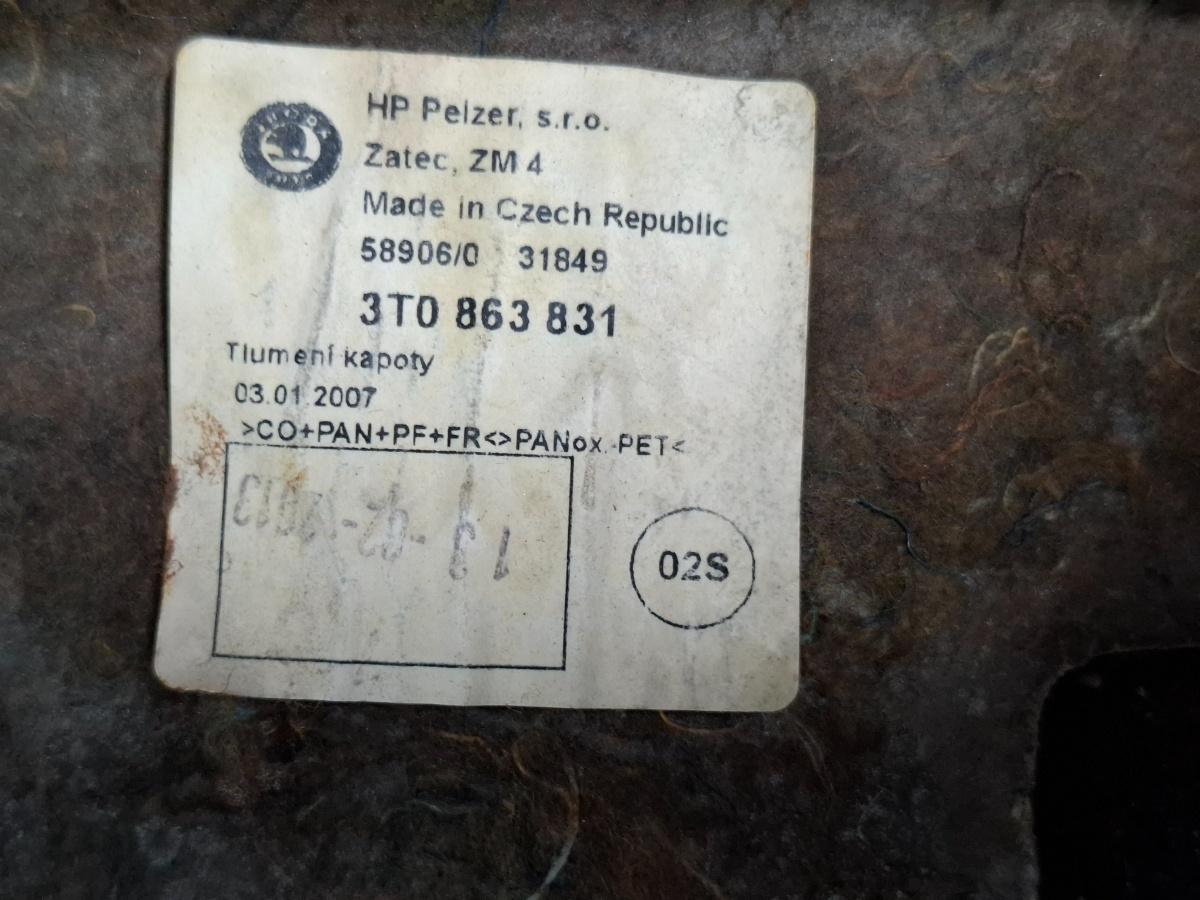 Izolatie termica/fonica capota motor SKODA SUPERB II Estate 3T5 2009 - 2015 TDI CBBB, CFGB 3T0863831