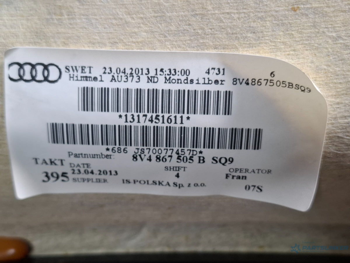 Plafon textil AUDI A3 Sportback 8VA, 8VF 2012 - > TDI CLHA 8V4867505B