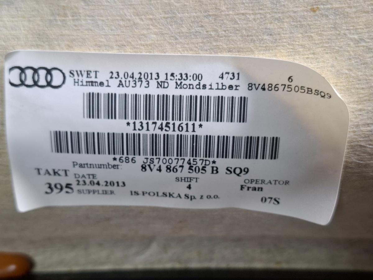 Plafon textil AUDI A3 Sportback 8VA, 8VF 2012 - > TDI CLHA 8V4867505B
