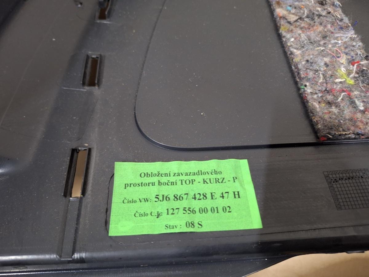 Panou capitonaj lateral portbagaj dreapta SKODA FABIA II 542 2006 - 20141.2 1.2 1.2 BBM, CHFA 5J6867428E
