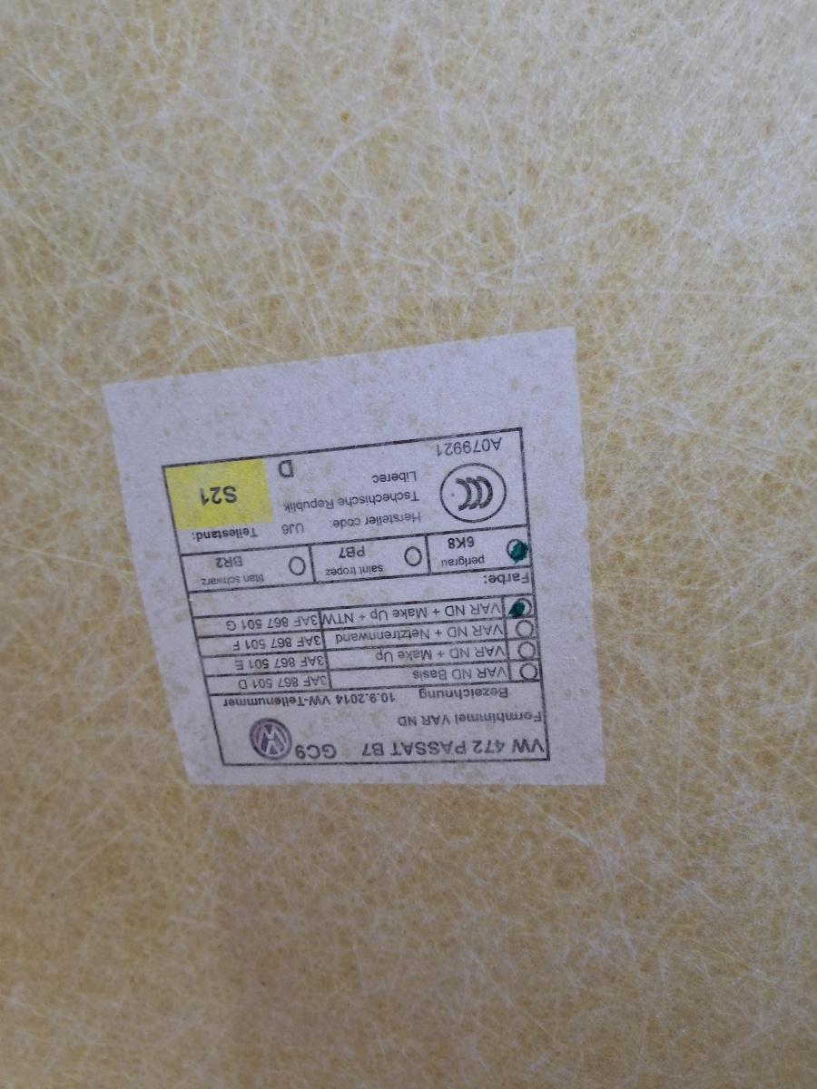 Capitonaj plafon VOLKSWAGEN PASSAT Variant 365 2010 - 2014