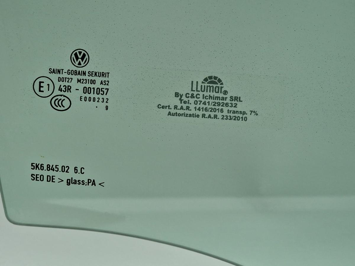 Geam usa dreapta spate VOLKSWAGEN GOLF VI 5K1 2008 - 20132.0 TDI CBDC, CLCA SAINT-GOBAIN 43R001057 5K6845026C