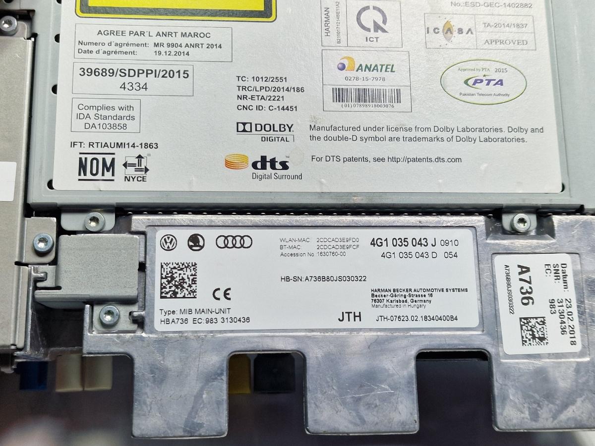 Navigatie AUDI A6 IV Avant 4G5, C7, 4GD 2011 - 2018 2.0 TDI CSUD, DDCB 4G1035043J