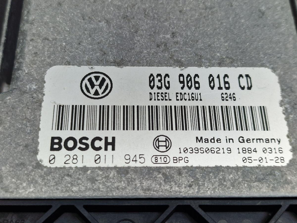 Calculator ECU motor VOLKSWAGEN TOURAN 1T1, 1T2 2003 - 2010 1.9 TDI BKC, BLS, BXE BOSCH 0 281 011 945 03G906016CD