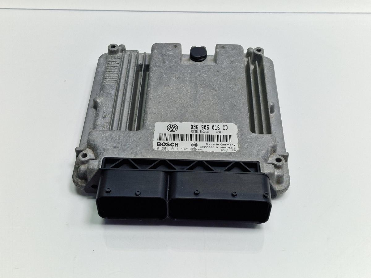 Calculator ECU motor VOLKSWAGEN TOURAN 1T1, 1T2 2003 - 2010 1.9 TDI BKC, BLS, BXE BOSCH 0 281 011 945 03G906016CD
