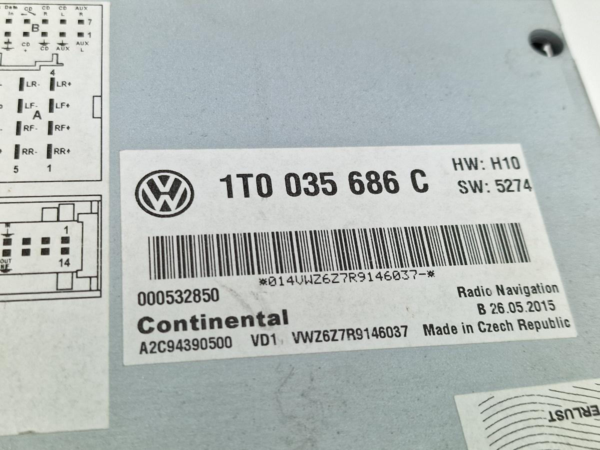 Navigatie VOLKSWAGEN TIGUAN 5N_ 2007 -> 2.0 TDI CBAB, CFFB Continental 1T0035686C