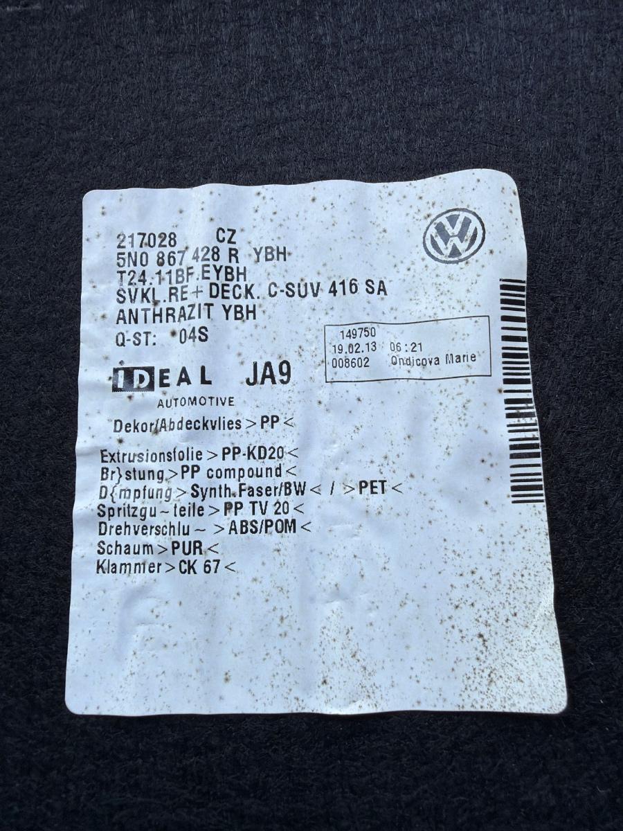 Panou capitonaj lateral portbagaj dreapta VOLKSWAGEN TIGUAN 5N_ 2013 2.0 TDI CFFB 103KW|140HP 2013