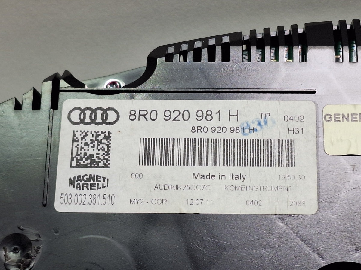 Ceas de bord AUDI Q5 8RB 2008 -> 2.0 TDI quattro CAHA, CGLB, CMGA Magneti Marelli 503002381510 8R0920981H