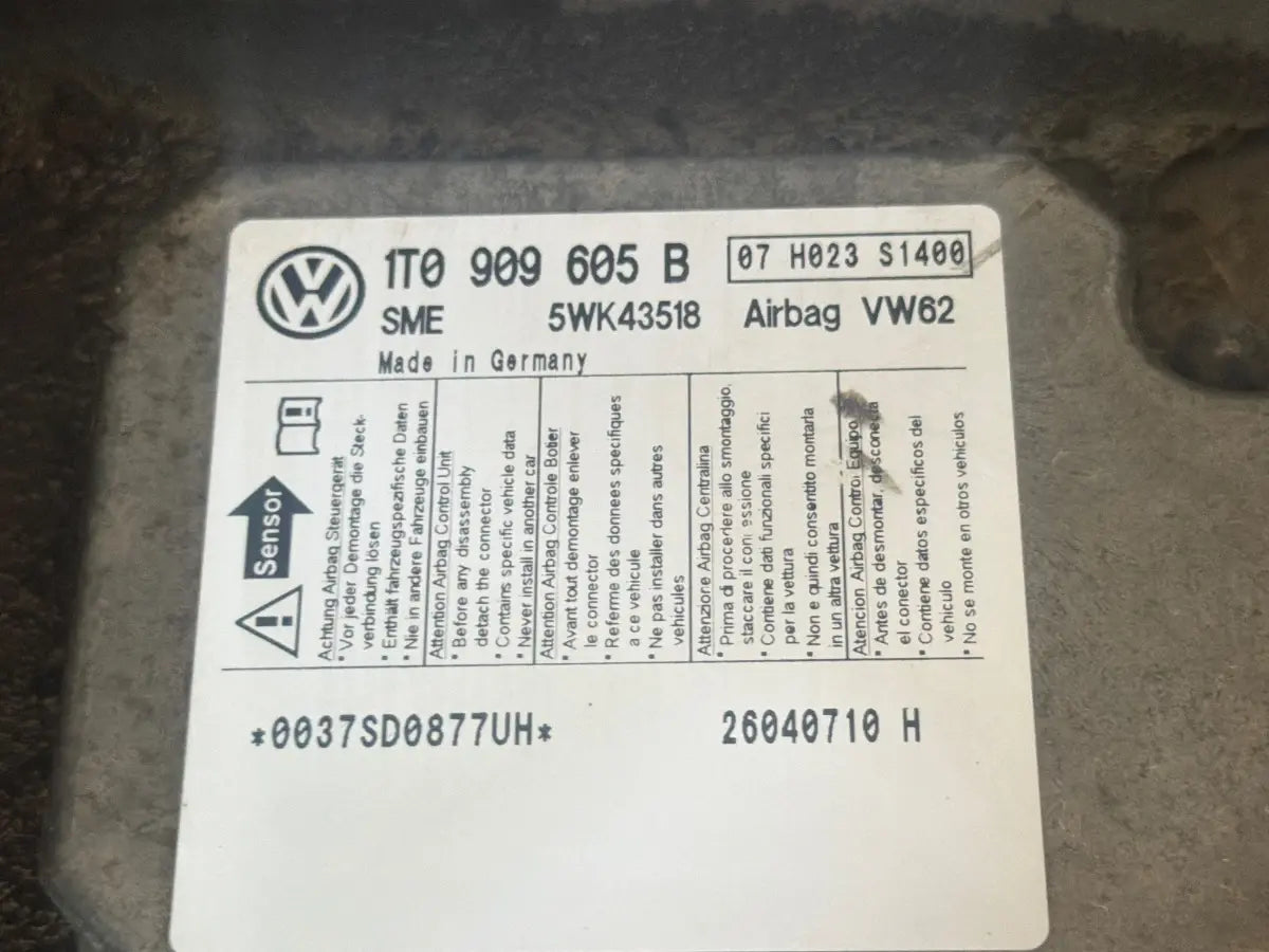 Calculator airbag VOLKSWAGEN TOURAN 1T1, 1T2 2003 - 2010 2.0 TDI 16V BKD 1T0909605B