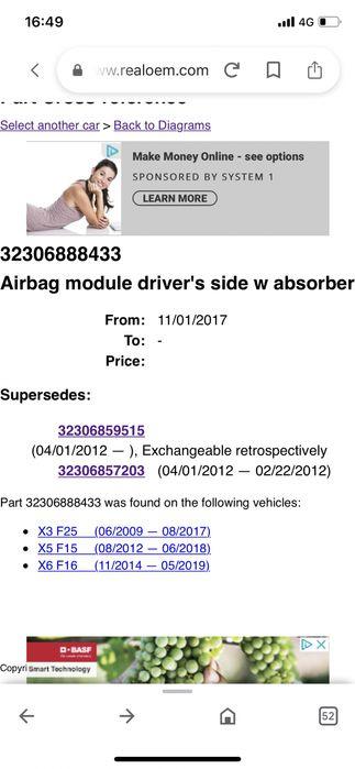 Airbag volan bmw F15 F16 X5 X6 2012-2019