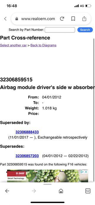 Airbag volan bmw F15 F16 X5 X6 2012-2019