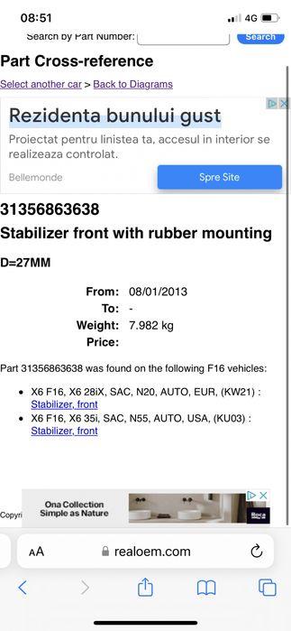 Bara stabilizatoare spate bmw F15 F16 X5 X6, 2012-2019, 6863638