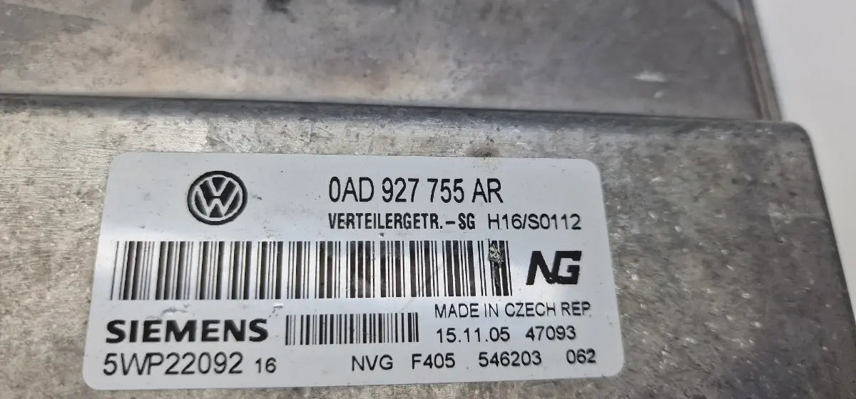 Modul/unitate de control cutie de viteze VOLKSWAGEN TOUAREG 7LA, 7L6, 7L7 2002 - 2013 3.0 V6 TDI BKS, CATA SIEMENS 5WP22092 0AD927755AR