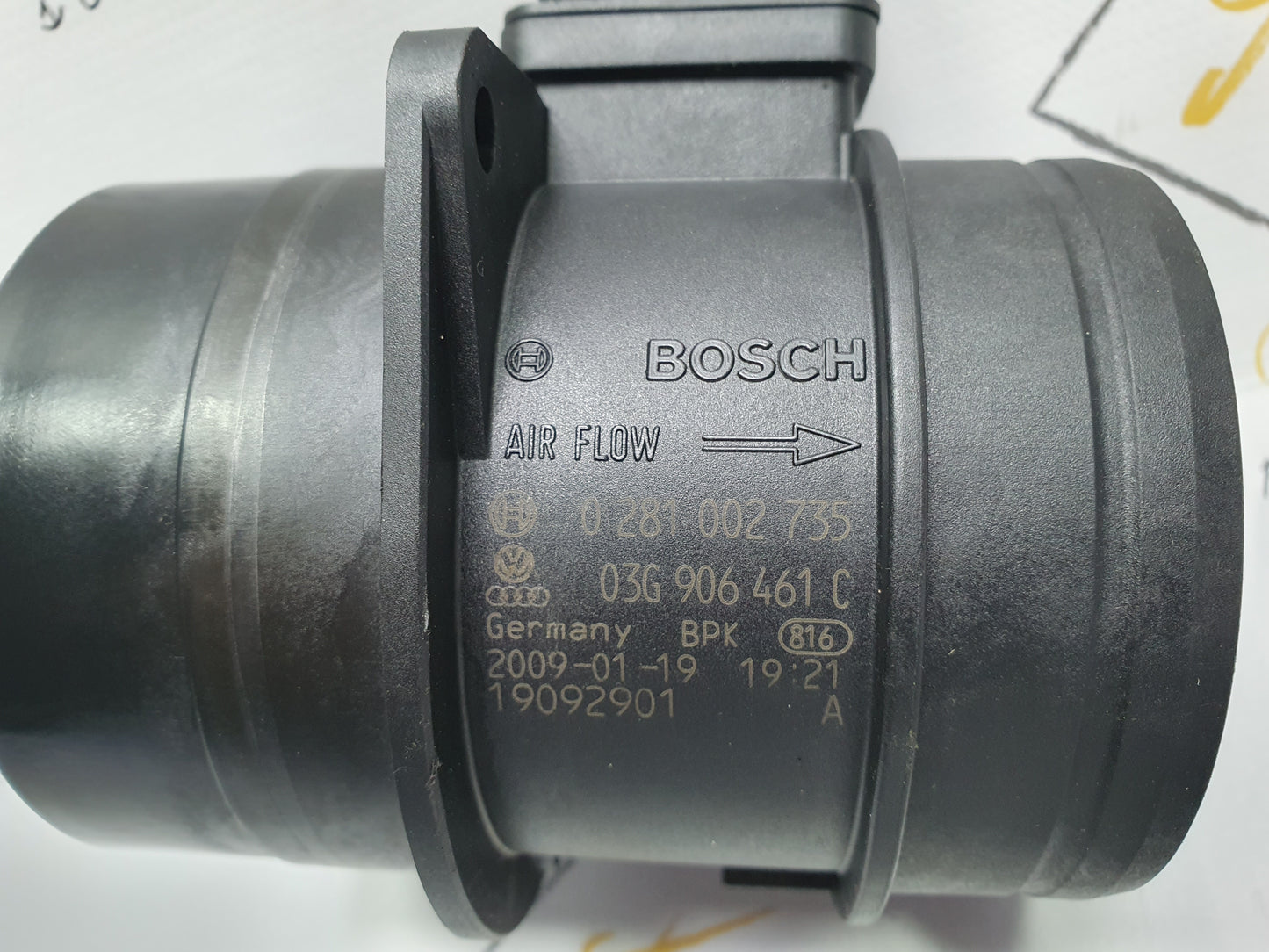 Debitmetru VOLKSWAGEN GOLF VI (5K1) [ 2008 - 2013 ] BOSCH 0281002735,0 281 002 735 OEM 03G906461C / 03G 906 461 C